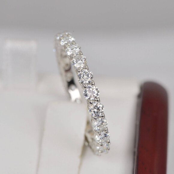 GRA Certified 3mm All Moissanite Eternity Ring 925 - Picture 2 of 6